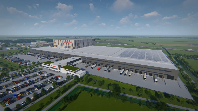 So soll das neue Logistikzentrum aussehen, das Barry Callebaut 2021 in Belgien in Betrieb nehmen will. Foto: Barry Callebaut